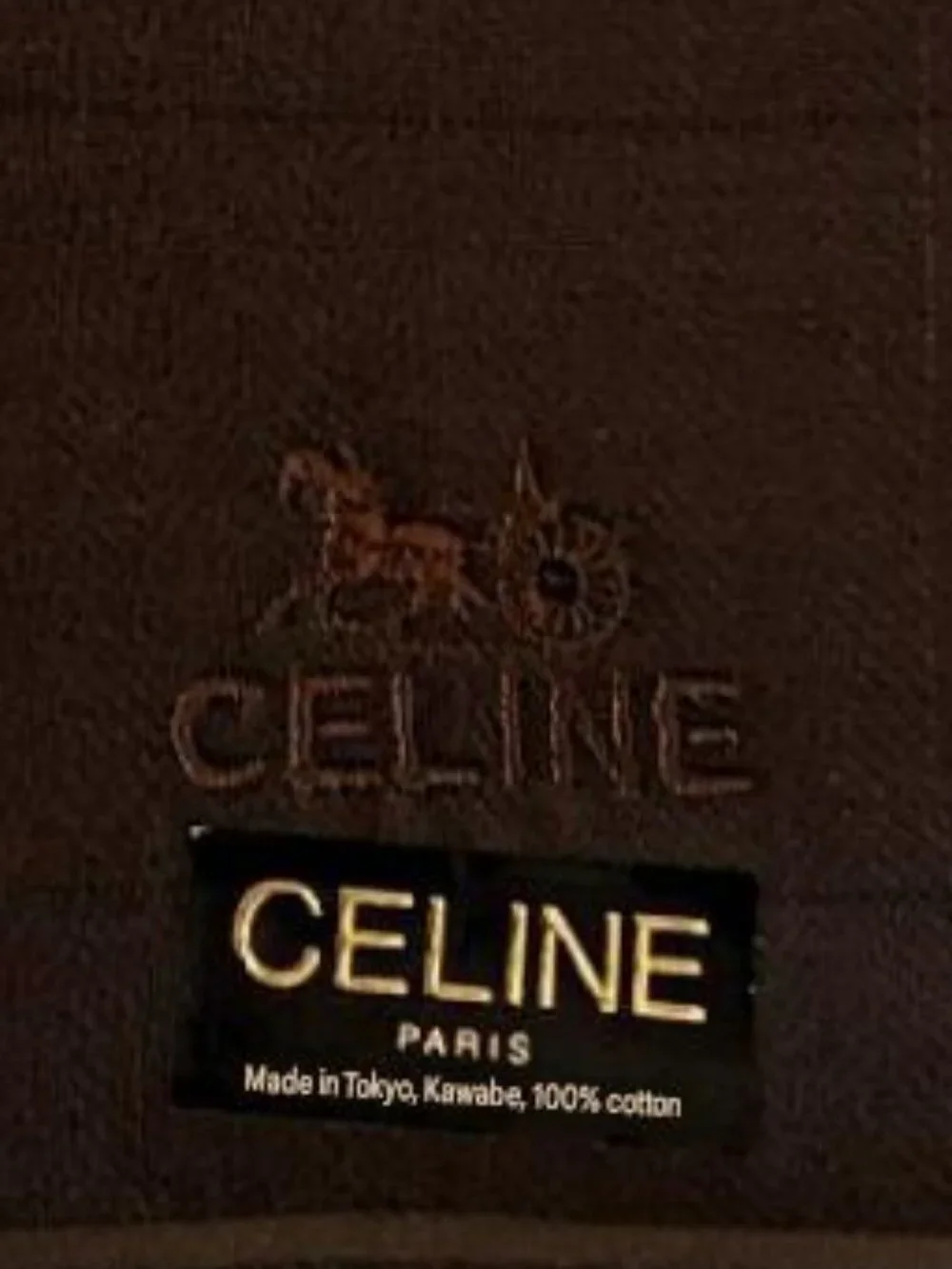 Vintage Céline Paris Cotton Scarf/Pocket Square – Horse Carriage Logo – NWT